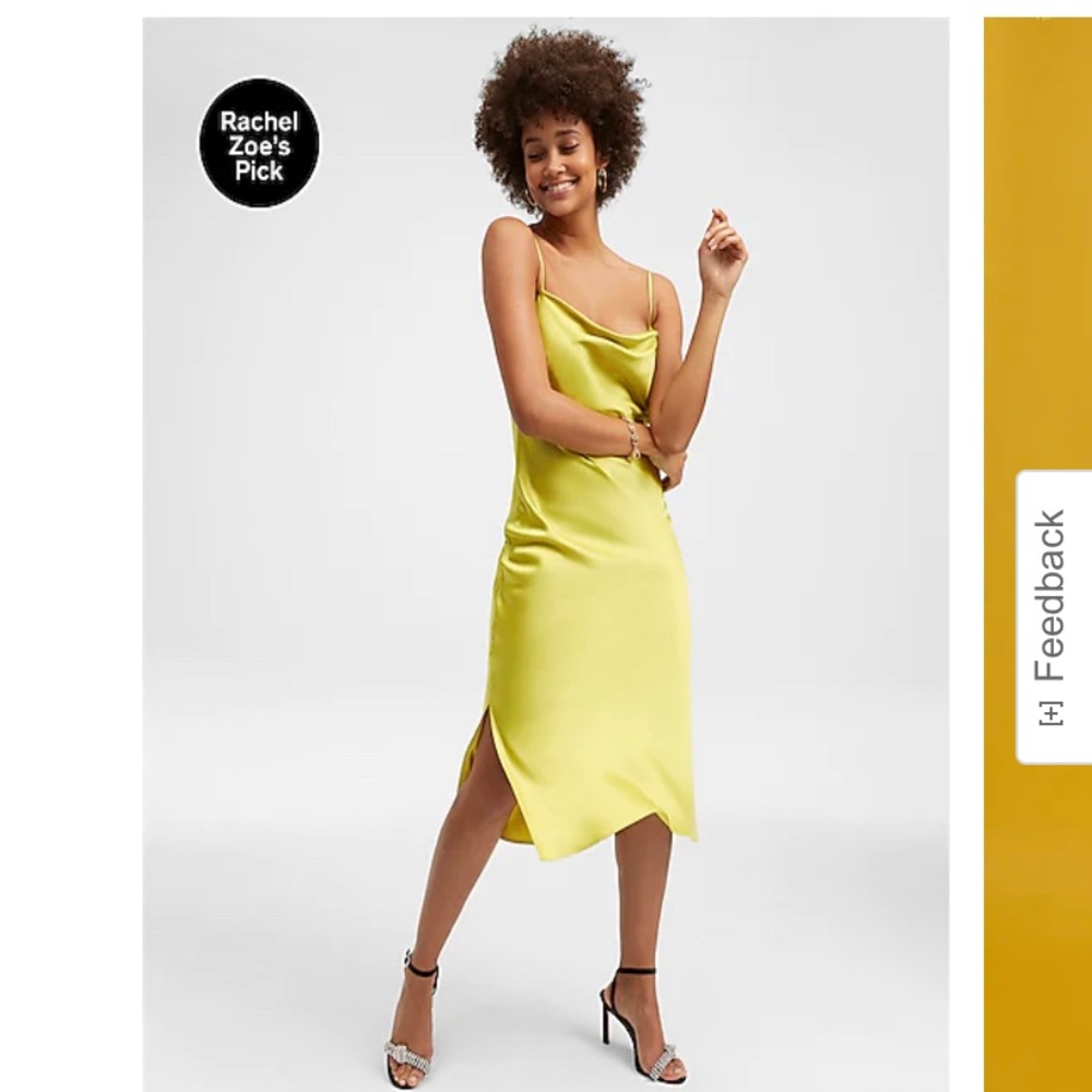 Express Satin Cowl Neck Midi Dress